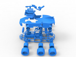 Concept race car with 6 wheels Scale 1 to 25 Modèles 3D en vedette