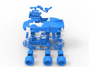 Concept race car with 6 wheels Scale 1 to 25 3D Print Model