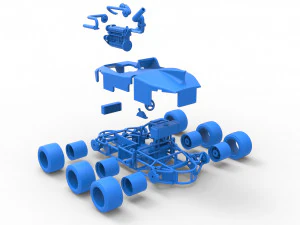 Concept race car with 6 wheels Scale 1 to 25 3D Print Model
