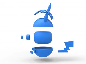 Orbe da vers&atilde;o maligna do Pikachu Modelo de Impressão 3D