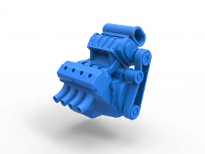 Engine for Hot rod Version 3 Scale 1 to 25 3D Print Model