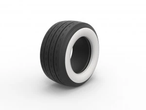 Whitewall race tire Scale 1 to 25 3D Print Model