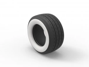 Whitewall race tire Scale 1 to 25 3D Print Model