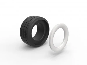 Whitewall race tire Scale 1 to 25 3D Print Model