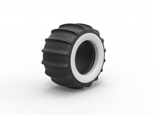 Dune buggy Whitewall rear tire Version 1 Scale 1 to 25 Modello di stampa 3D