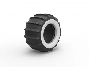 Dune buggy Whitewall rear tire Version 1 Scale 1 to 25 3D Print Model