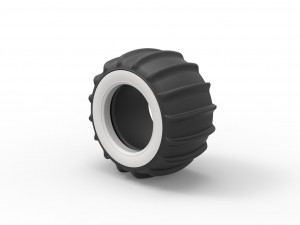 Dune buggy Whitewall rear tire Version 1 Scale 1 to 25 Modello di stampa 3D