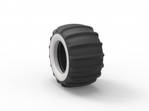 Dune buggy Whitewall rear tire Version 1 Scale 1 to 25 Modello di stampa 3D