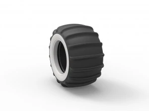 Dune buggy Whitewall rear tire Version 1 Scale 1 to 25 3D Print Model
