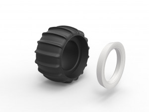 Dune buggy Whitewall rear tire Version 1 Scale 1 to 25 Modello di stampa 3D