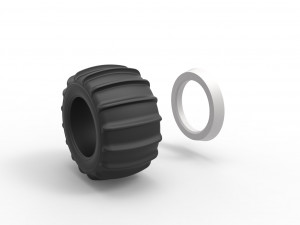 Dune buggy Whitewall rear tire Version 1 Scale 1 to 25 Modello di stampa 3D