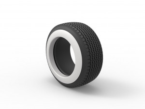 Dune buggy Whitewall rear tire Version 2 Scale 1 to 25 3D 打印模型