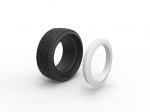 Dune buggy Whitewall rear tire Version 2 Scale 1 to 25 3D 打印模型