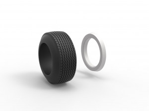 Dune buggy Whitewall rear tire Version 2 Scale 1 to 25 3D 打印模型