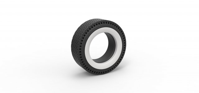 Whitewall rear tire of vintage dragster Version 10 Scale 1 to 25 3D 프린트 모델 .c4d .max .obj .3ds .fbx .stl .blend 