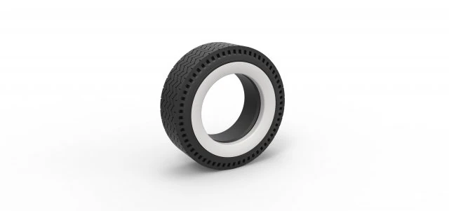 Whitewall rear tire of vintage dragster Version 10 Scale 1 to 25 3D Print Model .c4d .max .obj .3ds .fbx .stl .blend 