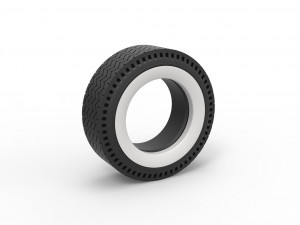 Whitewall rear tire of vintage dragster Version 10 Scale 1 to 25 3D Print Model