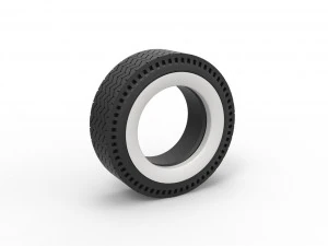 विंटेज ड्रैगस्टर संस्करण 10 स्केल 1 से 25 का व्हाइटवॉल रियर टायर 3D प्रिंट मॉडल