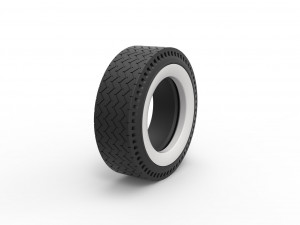 Whitewall rear tire of vintage dragster Version 10 Scale 1 to 25 3D 프린트 모델