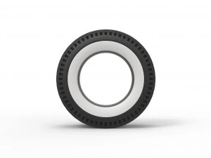 Whitewall rear tire of vintage dragster Version 10 Scale 1 to 25 3D Print Model