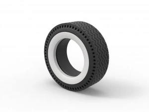 Whitewall rear tire of vintage dragster Version 10 Scale 1 to 25 3D Print Model
