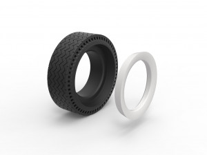 Whitewall rear tire of vintage dragster Version 10 Scale 1 to 25 3D 프린트 모델