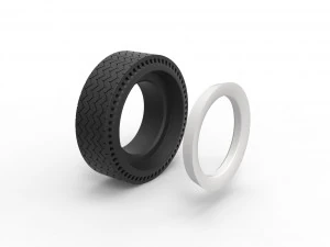 Whitewall rear tire of vintage dragster Version 10 Scale 1 to 25 3D Print Model