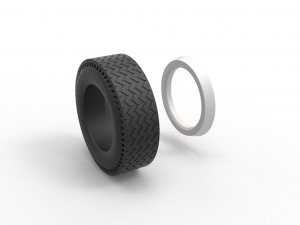 Whitewall rear tire of vintage dragster Version 10 Scale 1 to 25 3D 프린트 모델