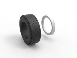 Whitewall rear tire of vintage dragster Version 10 Scale 1 to 25 3D Print Model