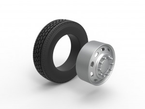 10 Oval Hole Front wheel of semi truck Scale 1 to 25 Modelo de impresión 3D