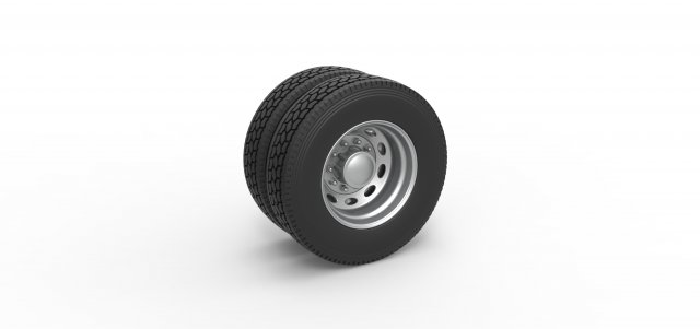 10 Oval Hole Rear double wheel of semi truck Scale 1 to 25 3D Print Model .c4d .max .obj .3ds .fbx .stl .blend
