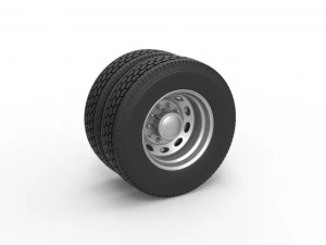 10 Oval Hole Rear double wheel of semi truck Scale 1 to 25 3D Print Model