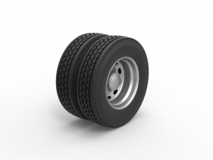 10 Oval Hole Rear double wheel of semi truck Scale 1 to 25 3D Print Model