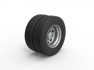 10 Oval Hole Rear double wheel of semi truck Scale 1 to 25 3D Print Model