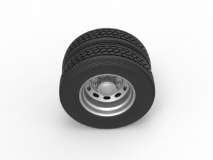10 Oval Hole Rear double wheel of semi truck Scale 1 to 25 3D Print Model