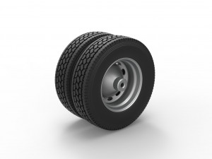 10 Oval Hole Rear double wheel of semi truck Scale 1 to 25 3D Print Model