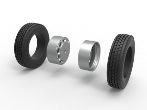 10 Oval Hole Rear double wheel of semi truck Scale 1 to 25 3D Print Model