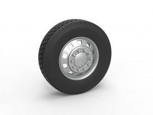 10 Square Hole Front wheel of semi truck Scale 1 to 25 Model Cetak 3D