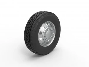 10 Square Hole Front wheel of semi truck Scale 1 to 25 3D Print Model
