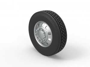 10 Square Hole Front wheel of semi truck Scale 1 to 25 3D Print Model