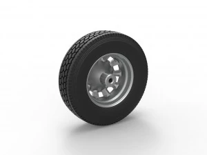 10 Square Hole Front wheel of semi truck Scale 1 to 25 3D Print Model