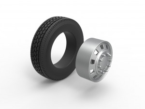 10 Square Hole Front wheel of semi truck Scale 1 to 25 3D Принт Модель