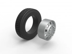 10 Square Hole Front wheel of semi truck Scale 1 to 25 3D Print Model