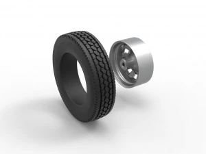10 Square Hole Front wheel of semi truck Scale 1 to 25 3D Print Model