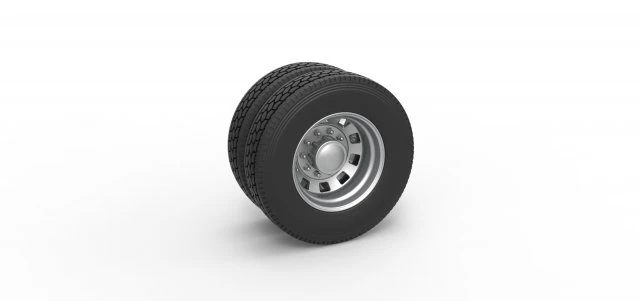 10 Square Hole Rear double wheel of semi truck Scale 1 to 25 3D Print Model .c4d .max .obj .3ds .fbx .stl .blend 