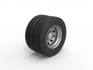 10 Square Hole Rear double wheel of semi truck Scale 1 to 25 Modello di stampa 3D
