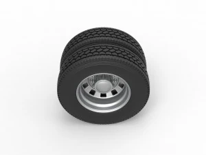 10 Square Hole Rear double wheel of semi truck Scale 1 to 25 3D Print Model