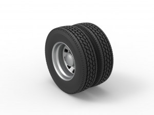 10 Square Hole Rear double wheel of semi truck Scale 1 to 25 Modello di stampa 3D