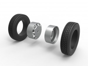 10 Square Hole Rear double wheel of semi truck Scale 1 to 25 Modello di stampa 3D