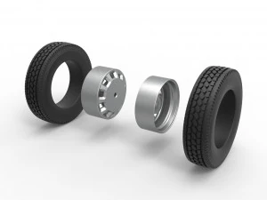 10 Square Hole Rear double wheel of semi truck Scale 1 to 25 3D Print Model